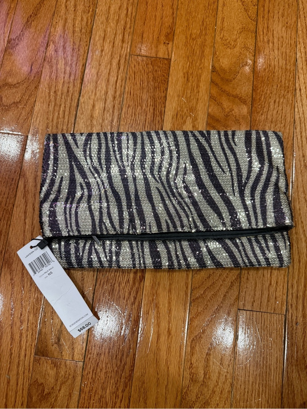 Vintage Y2K BCBGeneration Zebra Sequin Foldover Clutch NWT